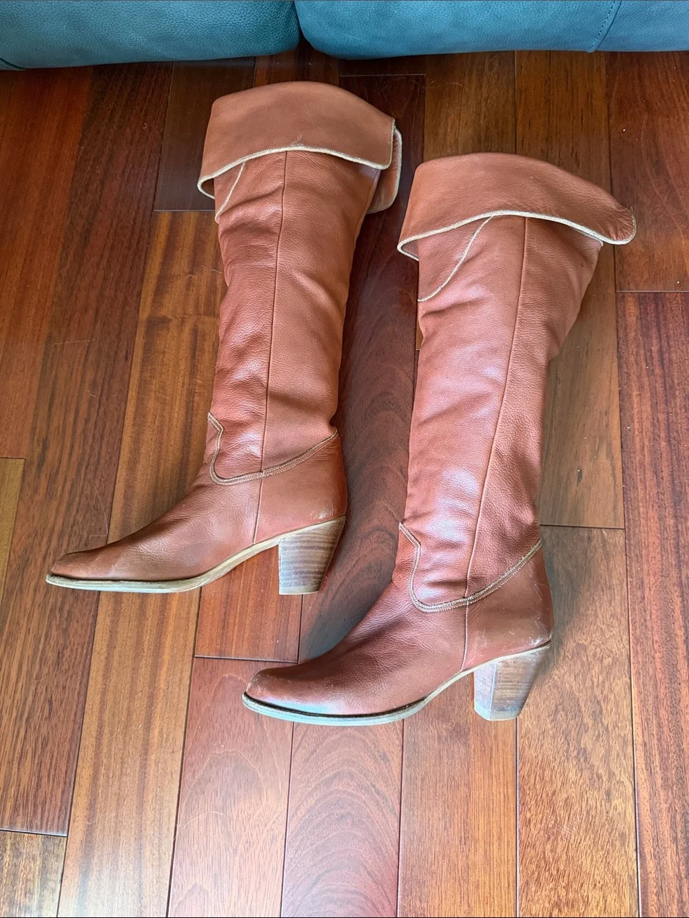 The Wild Pair Leather Riding Boots Over the Knee Cuff Cowgirl Western Bohemian